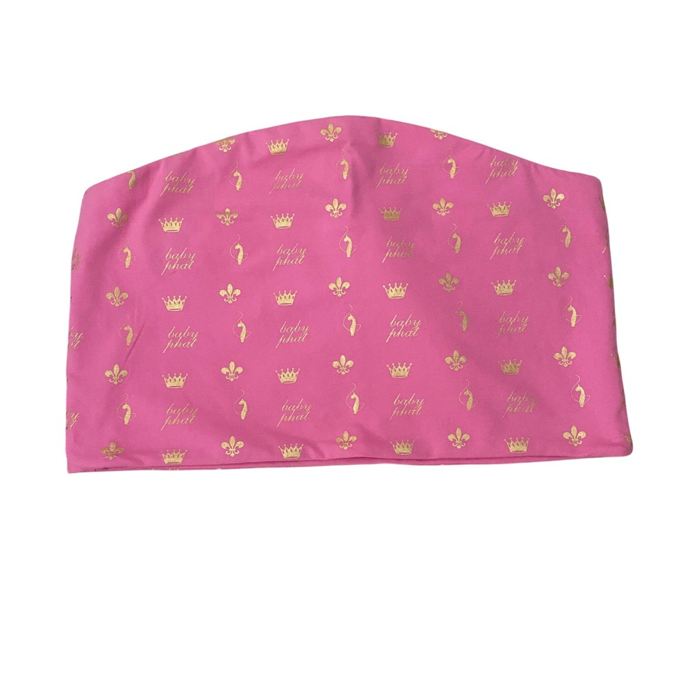 Baby Phat Pink Tube Top M/L Y2K 2000s McBling Logo Print Club Festival Rave
